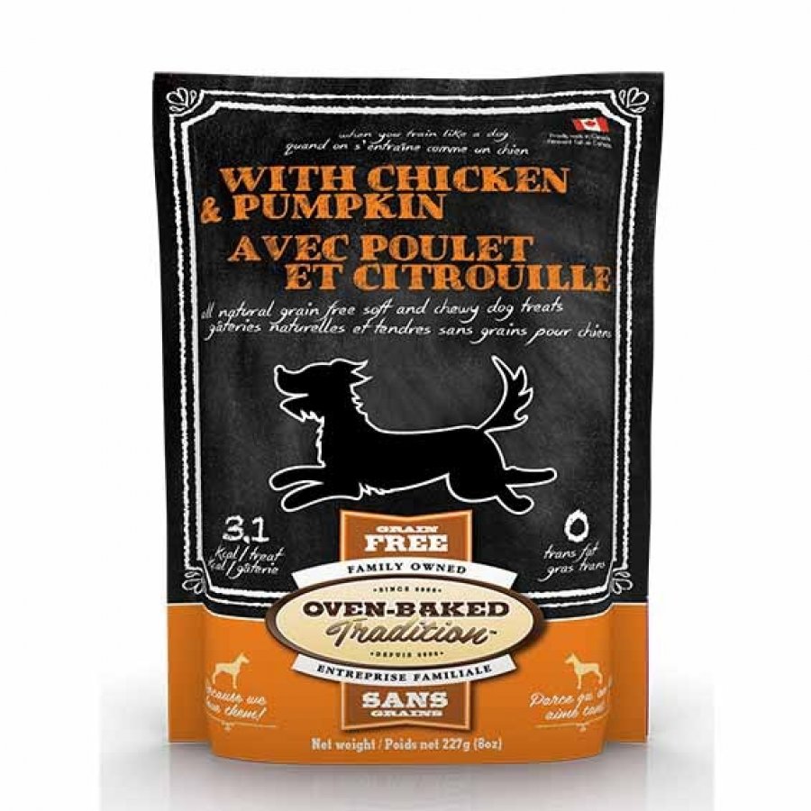 Oven baked tradition grain free chicken & pumpkin dog treats snacks