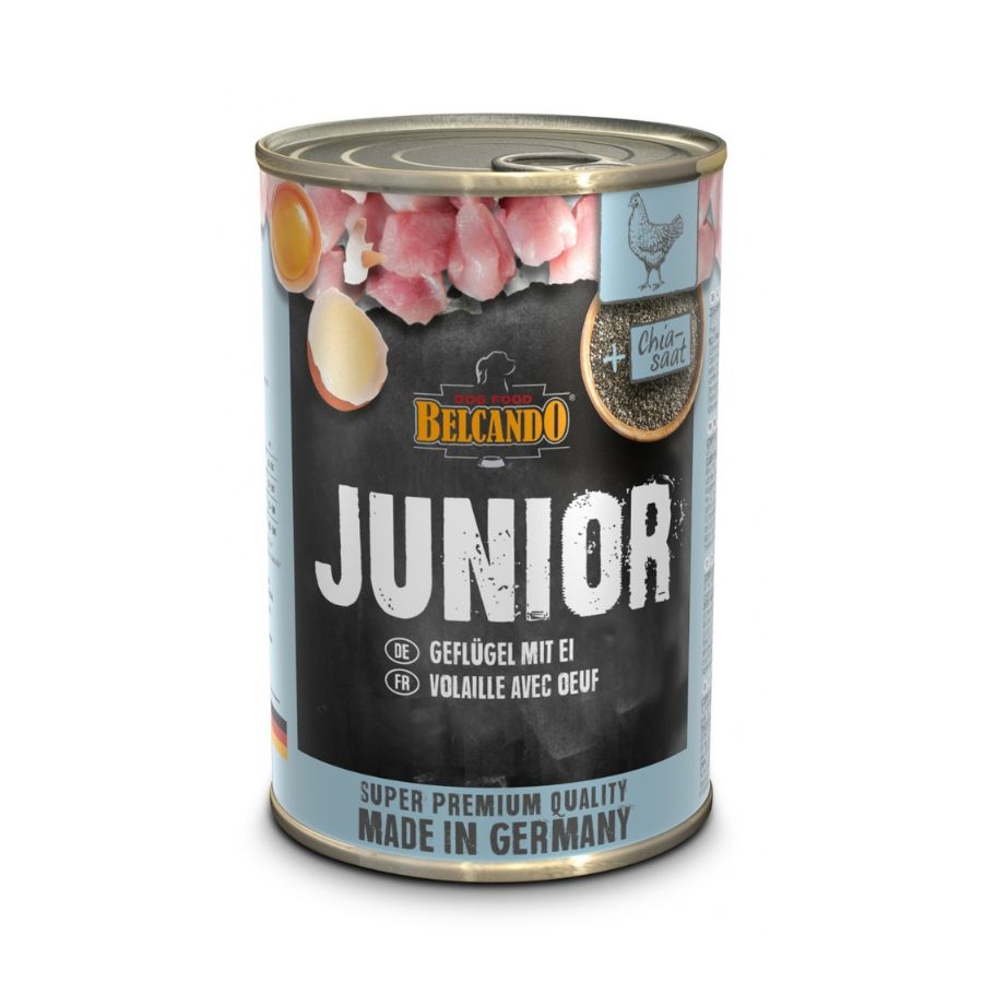 Belcando lata junior ave y huevo alimento húmedo para perros 400GR