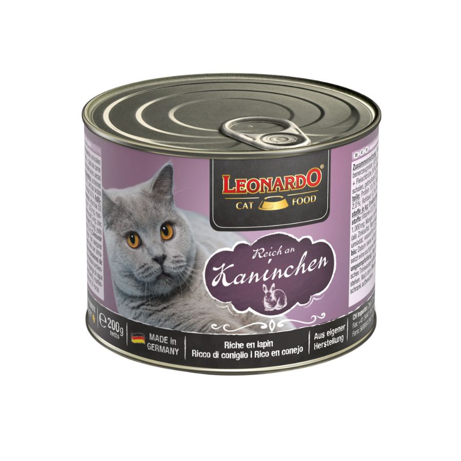 Leonardo lata quality selection conejo alimento húmedo para gatos 200g