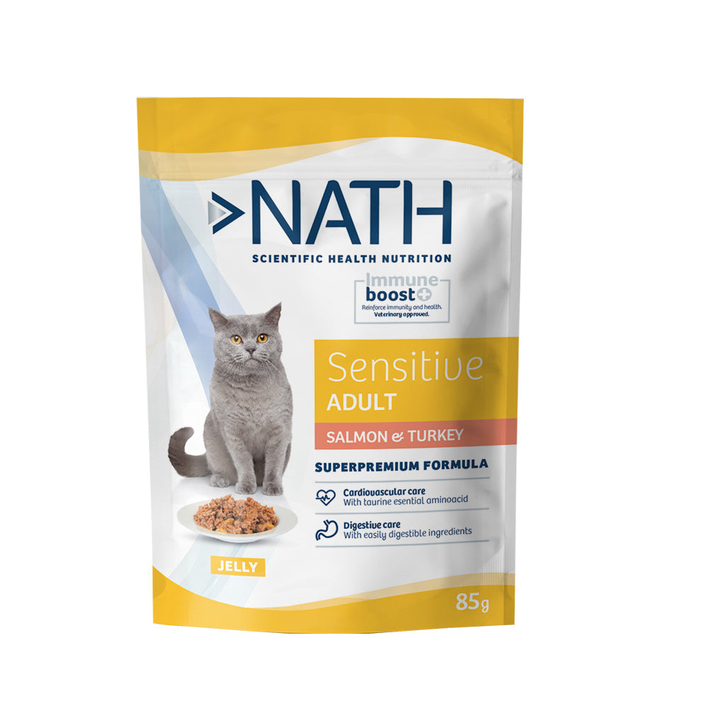 Nath Cat sensitive adult salmón & pavo en sobre para gatos