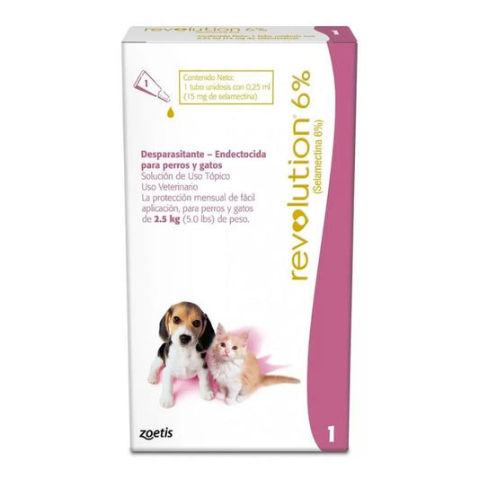 Desparasitante Revolution gato y perro hasta 2,5 KG