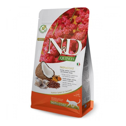N&D Quinoa Feline Adult Skin & Coat Peixe alimento para gato