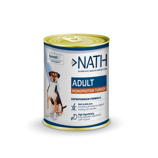 Nath adulto mono protein carne de pavo alimento para perros 400GR