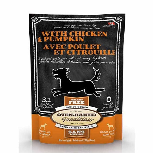 Oven baked tradition grain free chicken & pumpkin dog treats snacks