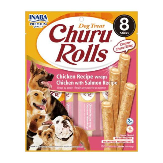 Churu rolls para perros receta de pollo y salmón wraps 96 GR