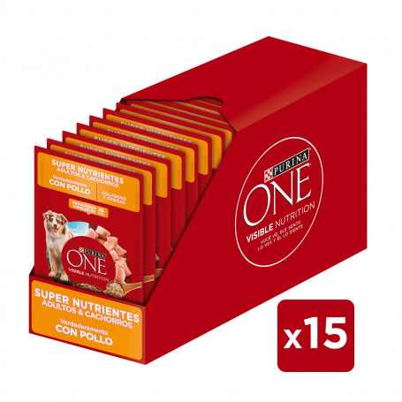 Pack 15 Sobres Purina One Perro Super Nutrientes 85g (Pollo)