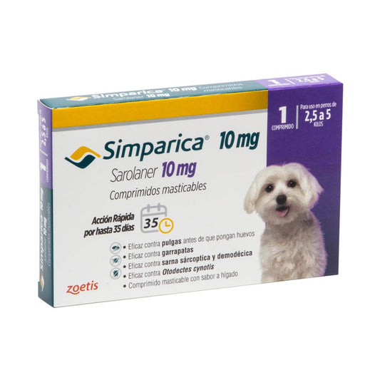Simparica antiparasitario oral masticable para perros de 2.5 a 5 KG 1 comprimido