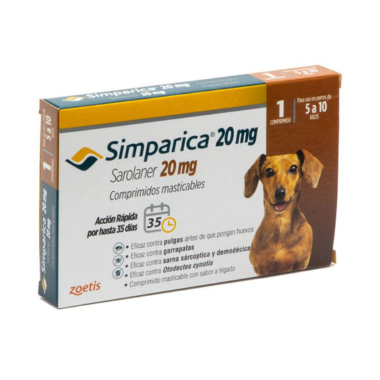 Simparica antiparasitario oral masticable para perros de 5 a 10 KG 1 comprimido