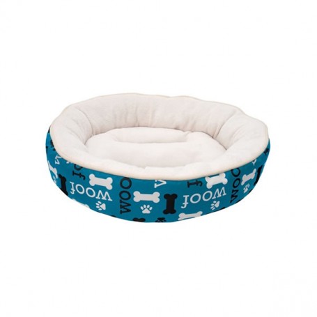 Cama Dreamwell Redonda Woof Azul 53 cm