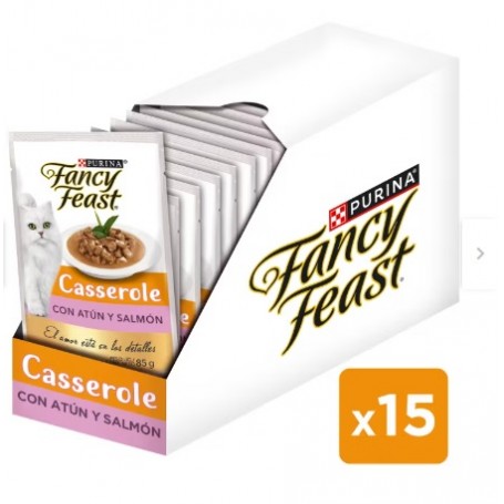 Pack Fancy Feast Pouch Casserole Gato Atun y Salmon 15 x 85grs