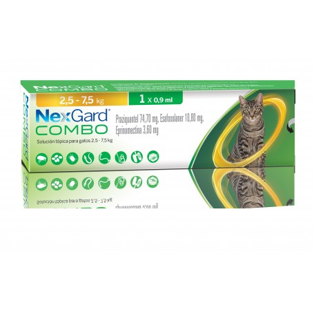NexGard Combo Solución Spot-on Gatos 2.5 a 7.5 kg