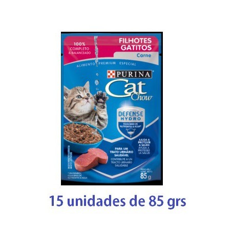 Pack Cat Chow Gatitos Carne 15 x 85g