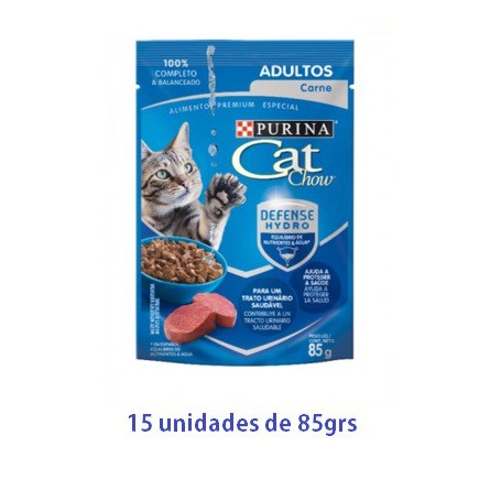 Pack Cat Chow Gato Adulto Carne 15 x 85g