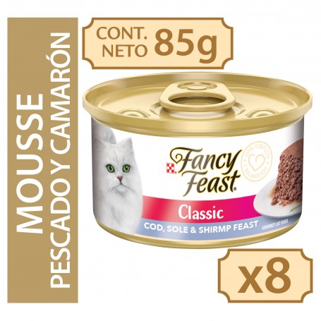 Pack Fancy Feast Mousse Pez Camaron 8 unidades