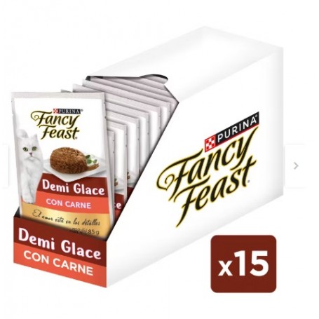 Pack Fancy Feast Pouch Gato Demi Glace Carne 85g x 15