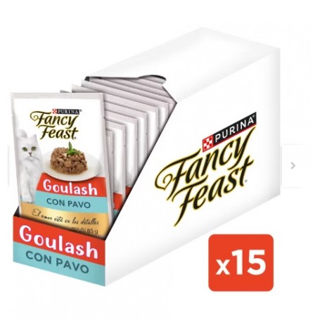 Pack Fancy Feast Pouch Gato Goulash Pavo 85g x 15