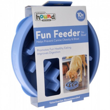 Plato Fun Feeder Slow Bowl con Crestas Azul Large