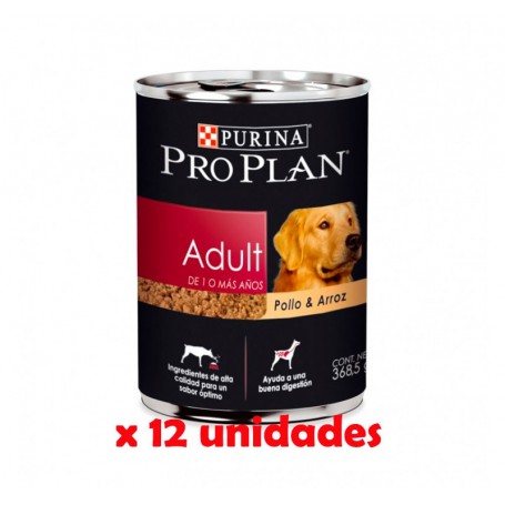 Pack 12 Latas Pro Plan Adulto Pollo & Arroz 368grs