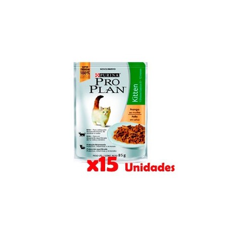 Pack 15 Unidades Pro Plan Pouch Gatitos Sabor Pollo 85grs