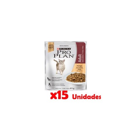 Pack 15 Unidades Pro Plan Pouch Gato Sabor Pollo 85grs