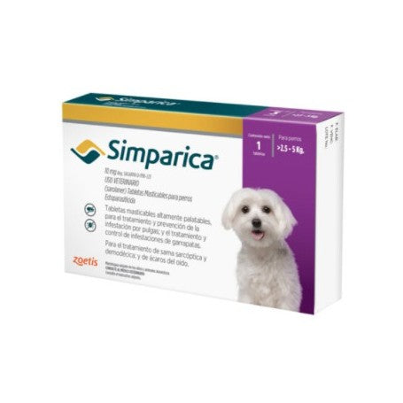 Simparica 2.5 a 5 kg 1 Comprimido