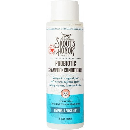 Skout Honor Gatos Shampo Acondicionador Probiotico Sin Aroma 473 ml