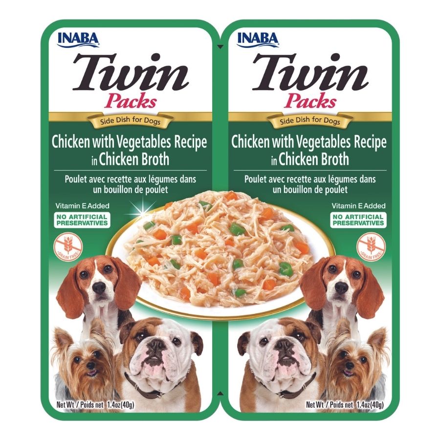 Twin Packs receta de pollo con verduras en caldo de pollo para perros