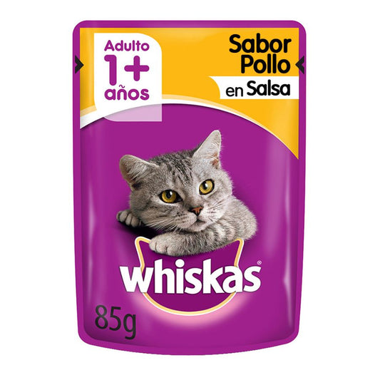 Pouch whiskas para gatos sabor pollo 85 GR