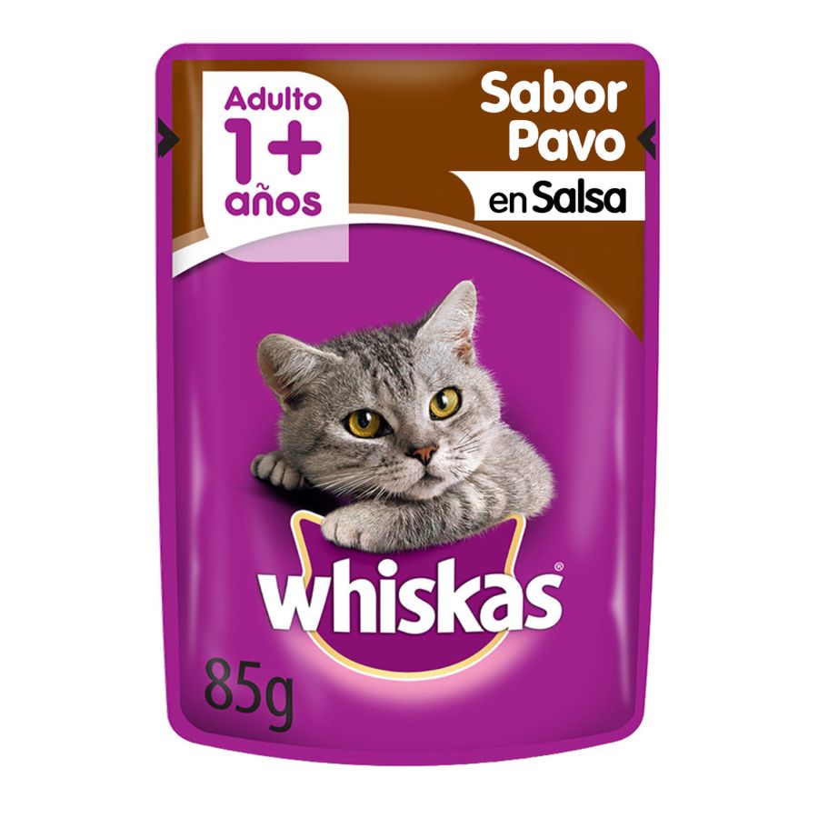 Pouch whiskas para gatos sabor pavo 85 GR