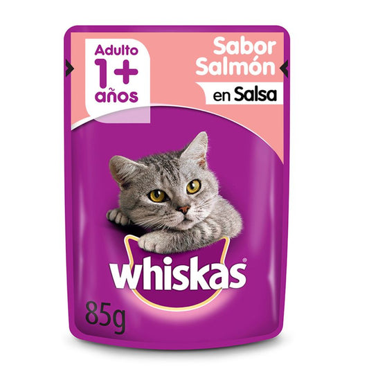 Pouch whiskas para gatos sabor salmón 85 GR